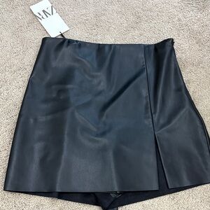 Black Faux Leather Mini Skirt